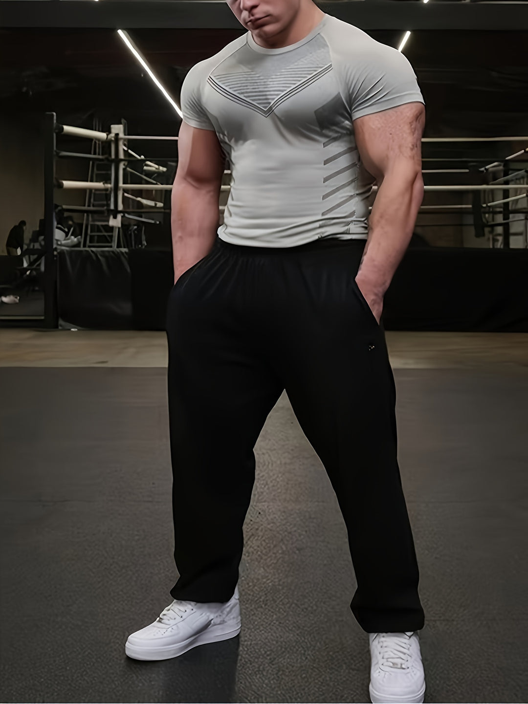 Heren T-shirt | Gestreept Design | Ademend & Rekbaar | Sportshirt Gym & Hardlopen