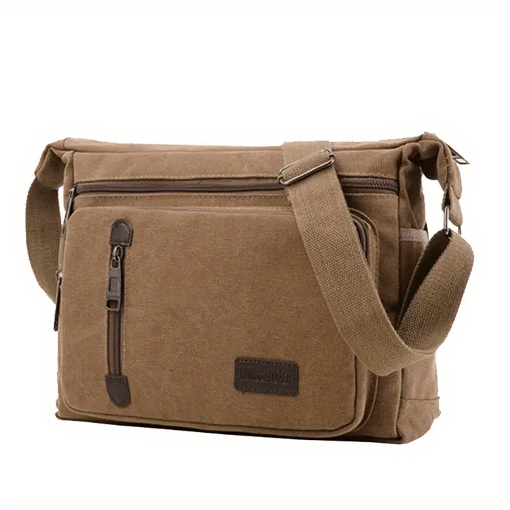 Heren Schoudertas | Vintage Canvas | Verstelbare Band & Meerdere Ritsvakken | Lichtgewicht & Duurzaam