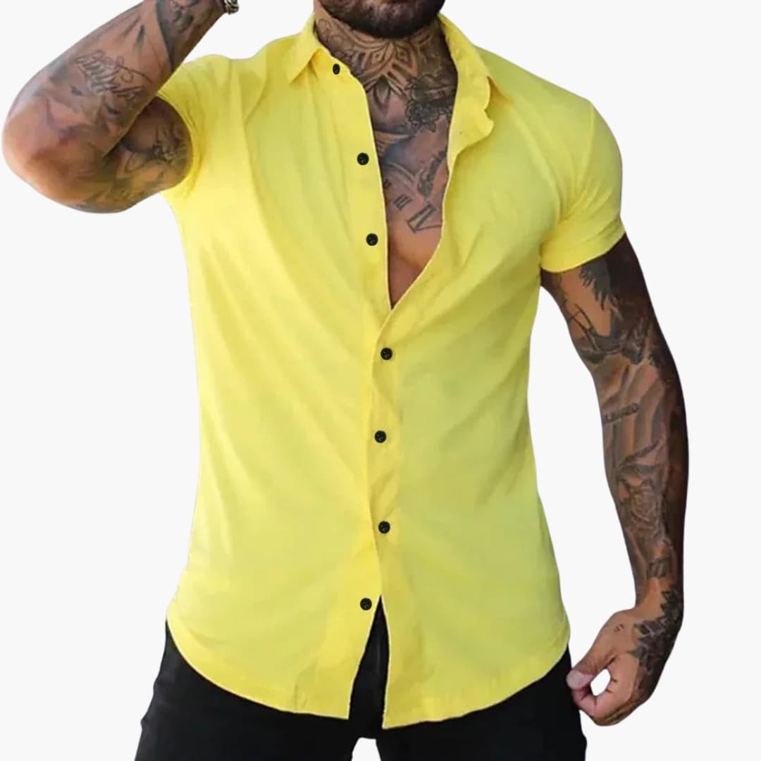 Heren Overhemd | Slim Fit | Korte Mouwen | Knoopsluiting