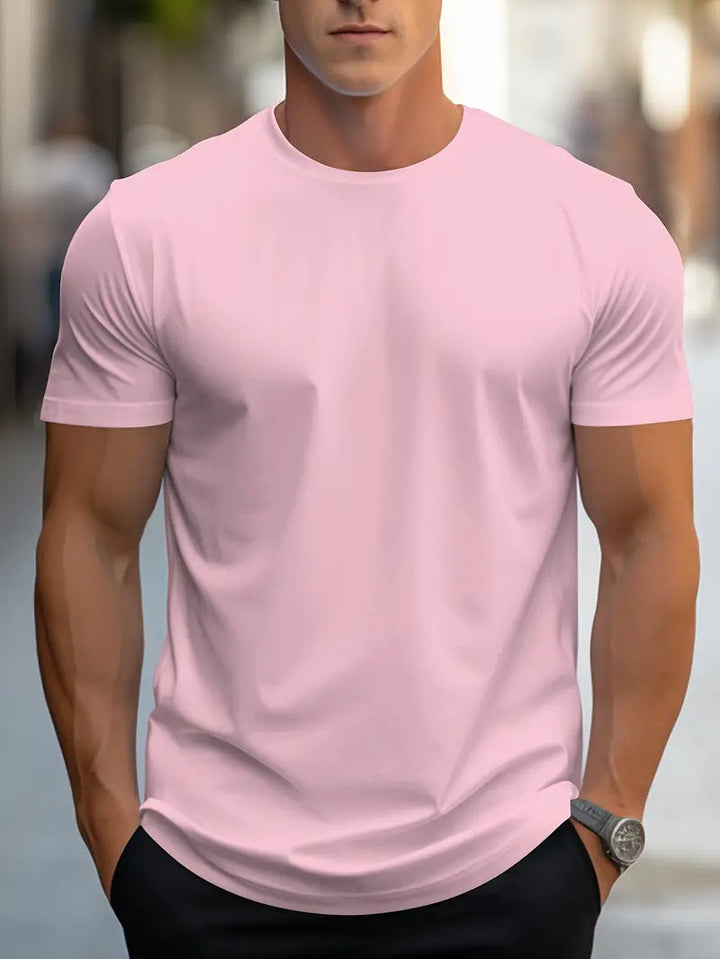 Heren T-Shirt | Effen Kleur & Ronde Hals | Los Model Streetwear | Polyester