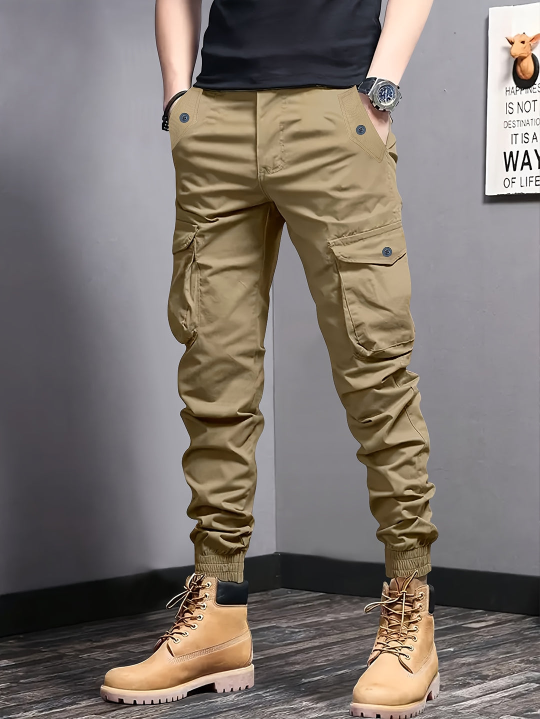 Heren Cargo Broek | Lichtgewicht & Effen Kleur | Meerdere Zakken
