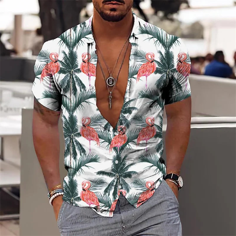 Heren Shirt | Botanische Print | Strandstijl | Zomer