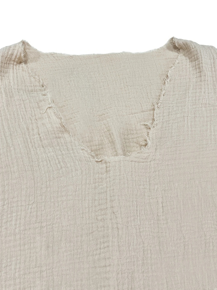 Heren Zomershirt | Lichtgewicht Katoen | V-hals & Gerafelde Zoom | Modieus & Casual