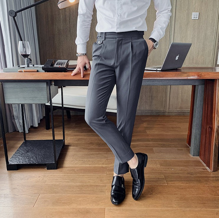 Heren Pantalon | Slim Fit | Smart Casual Engelse Stijl | Effen en Recht Model