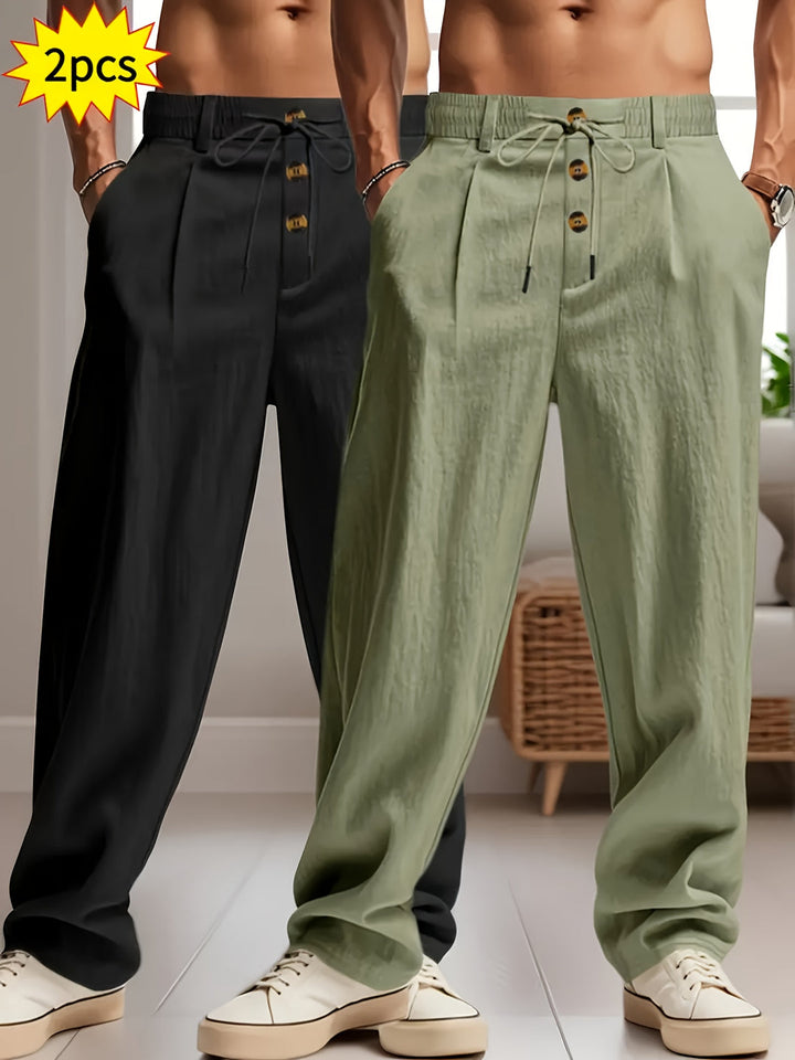 Heren Broek Set | Wijde Pijpen | Met Trekkoord | Zomer