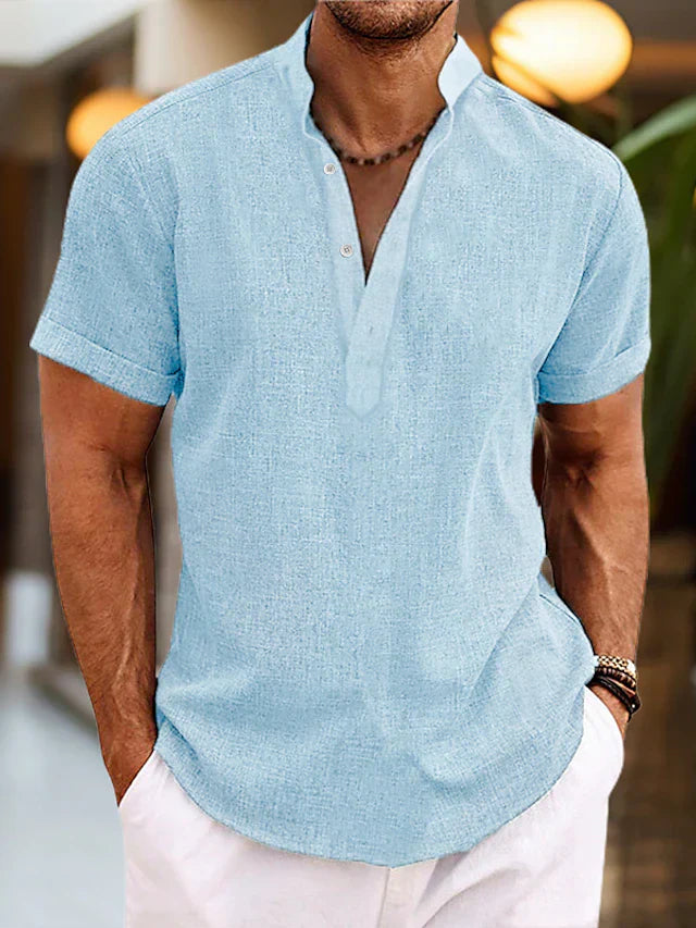 Heren Shirt | Straight | Opstaande Kraag | Zomer