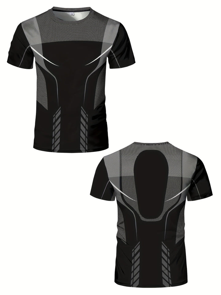 Heren T-shirt | Geometrische Print | High-Elastisch & Sneldrogend | Sporttop Zomer