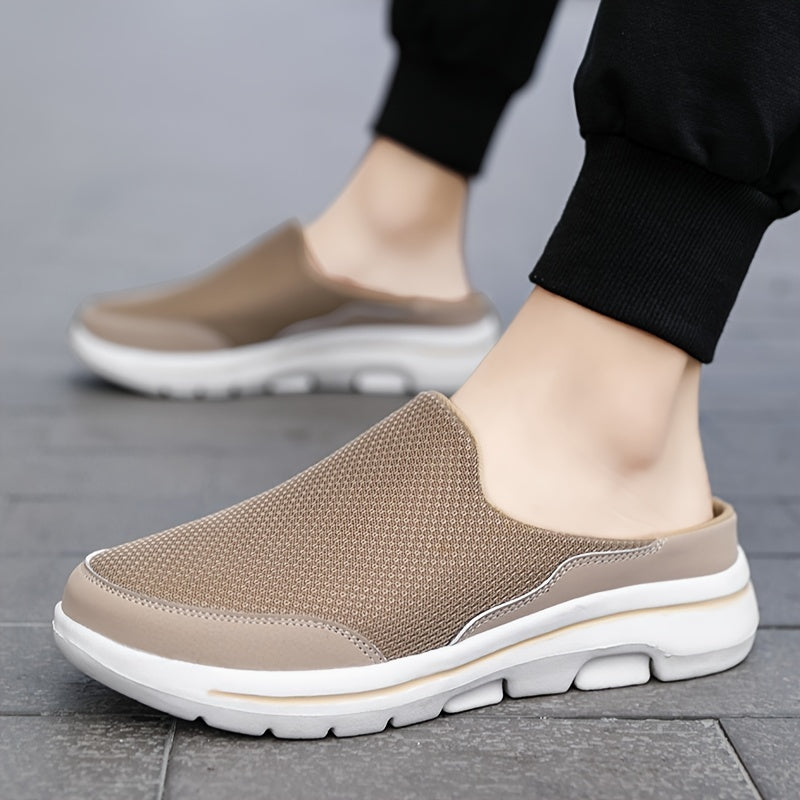 Heren Instap-Sneakers | Lichtgewicht & Ademend Mesh | MD Zool | Marineblauw met Oranje Accenten