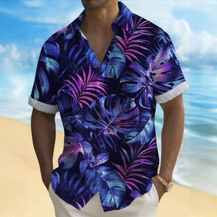 Heren Shirt | Korte Mouw | Tropical Palm Print | Zomer