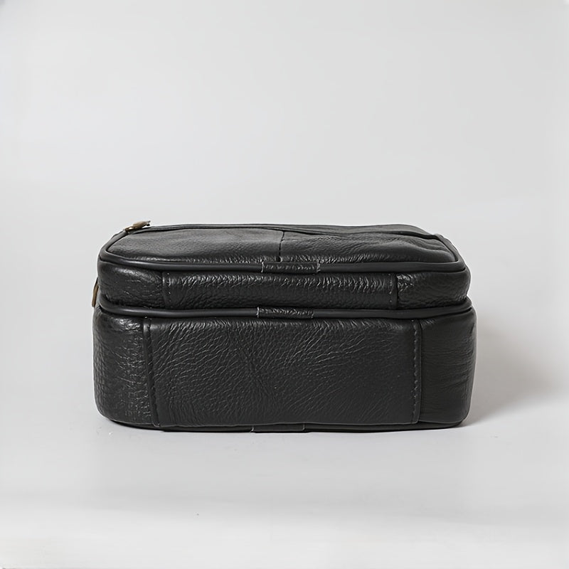 Heren Schoudertas | Topgrain Rundleer | Grote Inhoud & Verstelbare Band | Zakelijke Crossbody