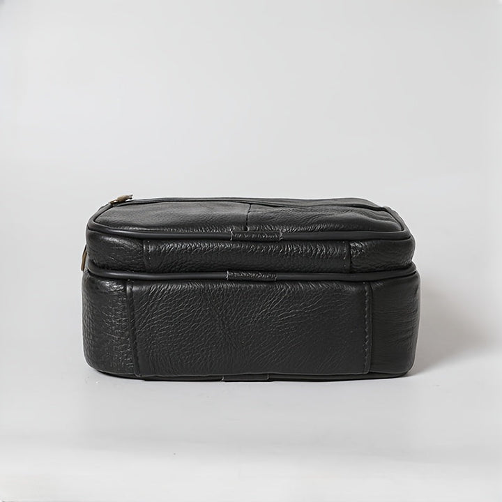 Heren Schoudertas | Topgrain Rundleer | Grote Inhoud & Verstelbare Band | Zakelijke Crossbody