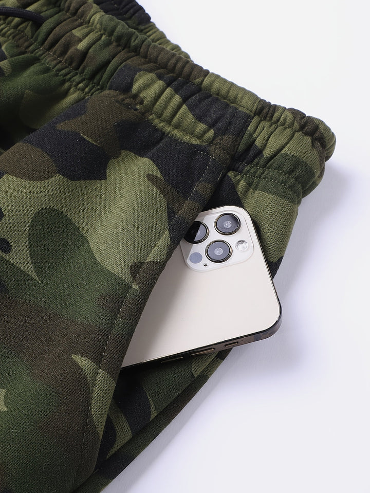 Heren Camouflage Hoodie en Sportpak | Gebreid Polyester | Lange Mouwen | Trekkoord Tailleband