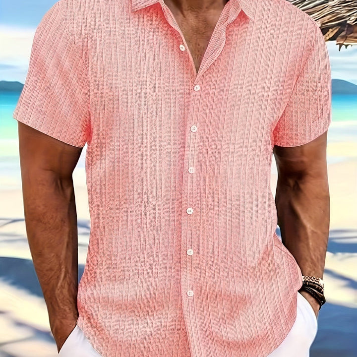 Heren Overhemd | Geweven Effen Design | Gesteven Kraag & Knoopsluiting | Casual Zomerstijl
