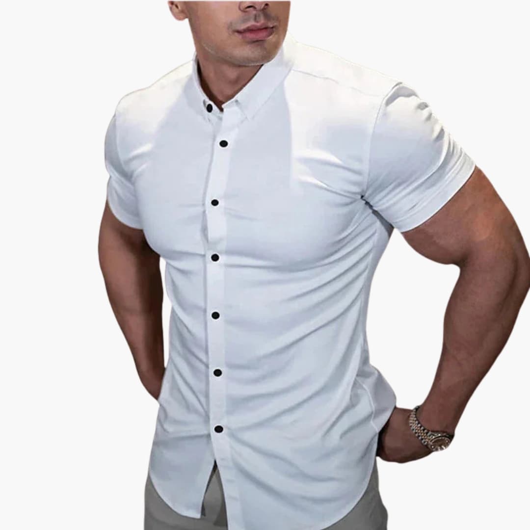 Heren Overhemd | Slim Fit | Korte Mouwen | Knoopsluiting