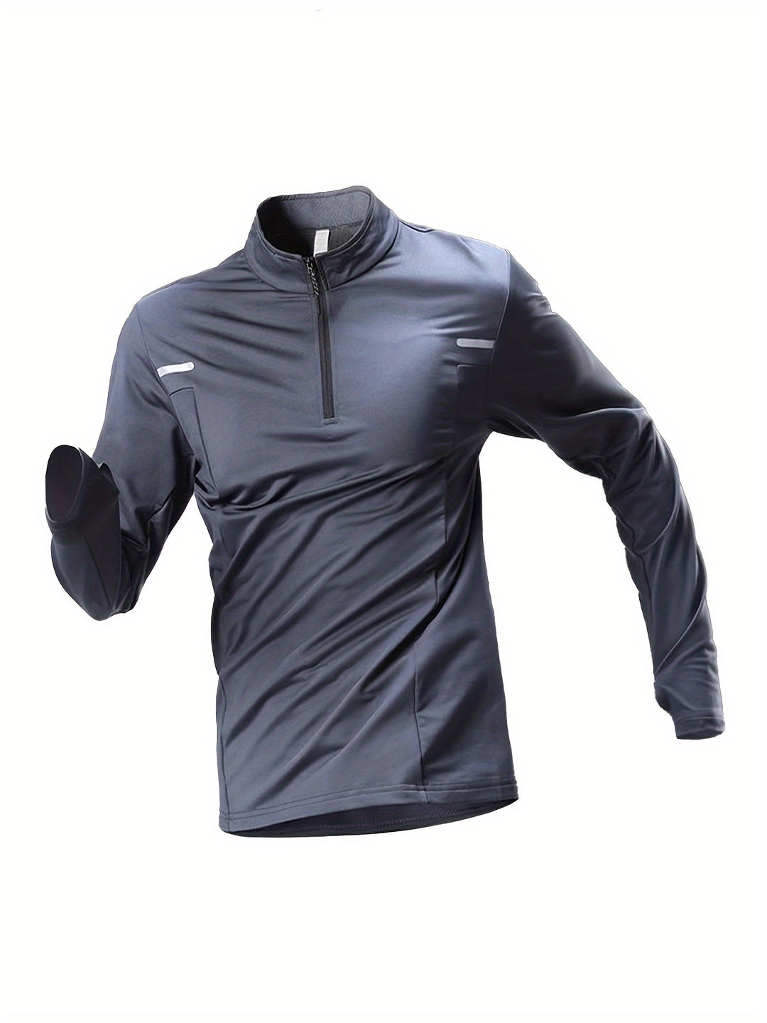 Heren Sportshirt Lange Mouw | Zip-Up & Ademend | Slijtvast & Stretch | Gestreept met 3D Detail