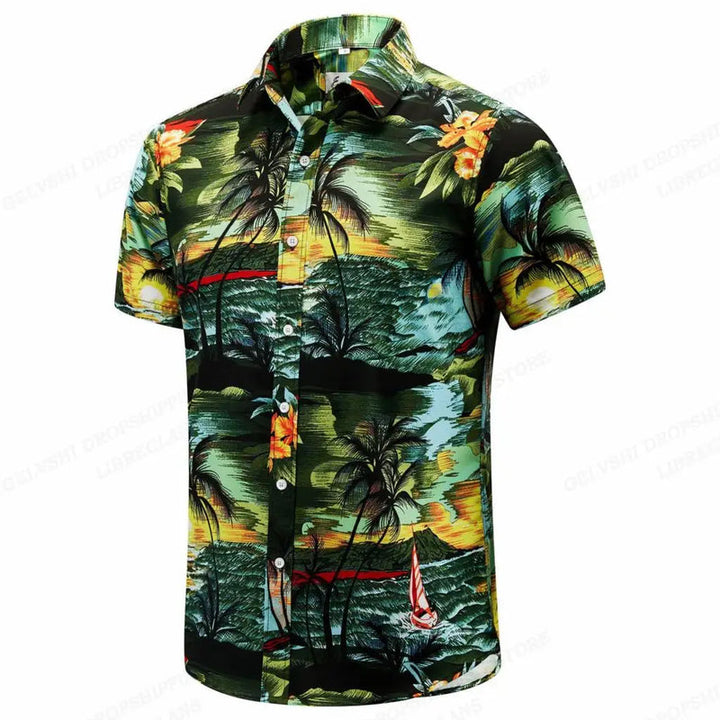 Heren Shirt | Tropische Bladprint | Zomerstijl | Zomer