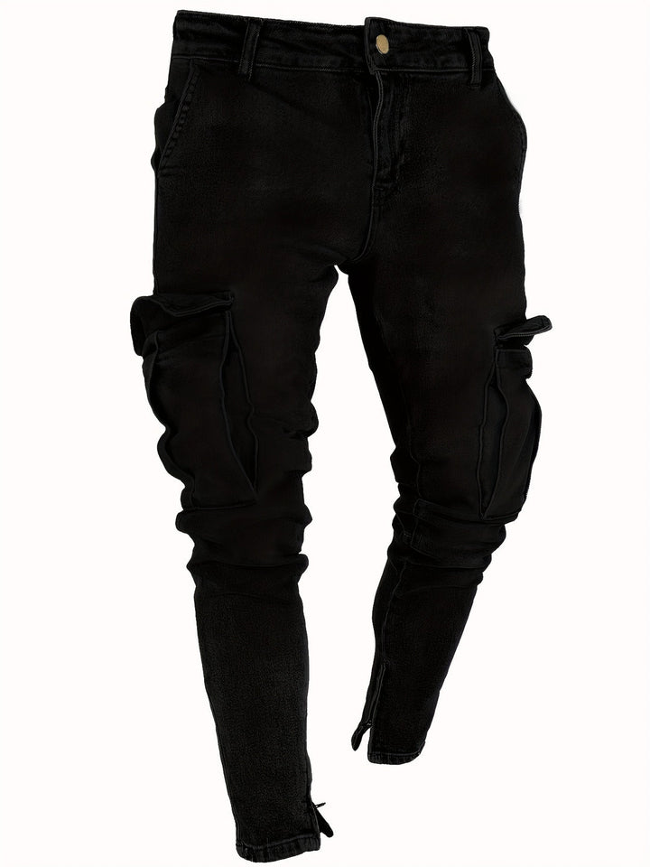 Trendy Cargo Broek Voor Heren | Veel Zakken & Ritssluiting | Stretch Denim & Normale Pasvorm