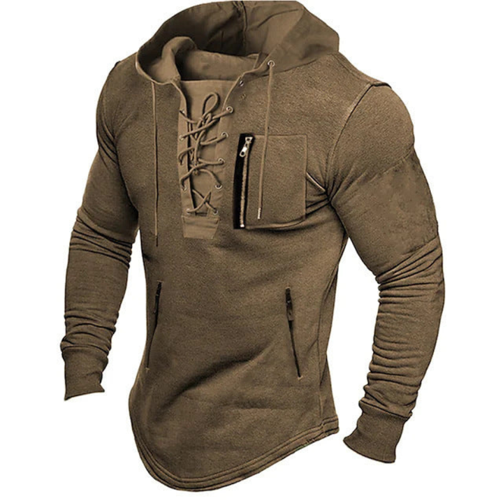 Truien Heren | Sportieve Hoodie Met Vetersluiting | Casual Kleding