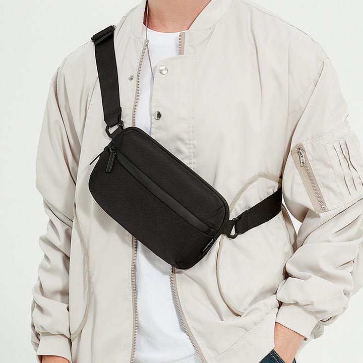 Heren Mini Crossbody Tas | Lichtgewicht Sport & Streetstyle | Telefoontasje van Oxford Stof – Zwart