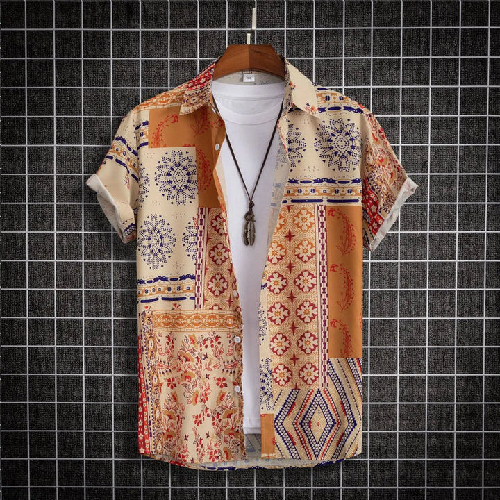Heren Shirt | Doodle Lijnprint | Artistieke Stijl | Zomer