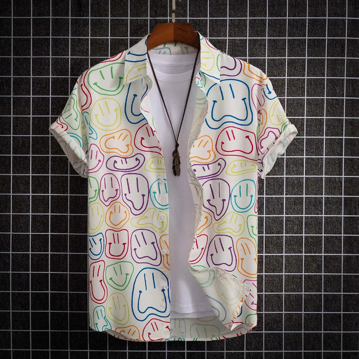 Heren Shirt | Doodle Lijnprint | Artistieke Stijl | Zomer