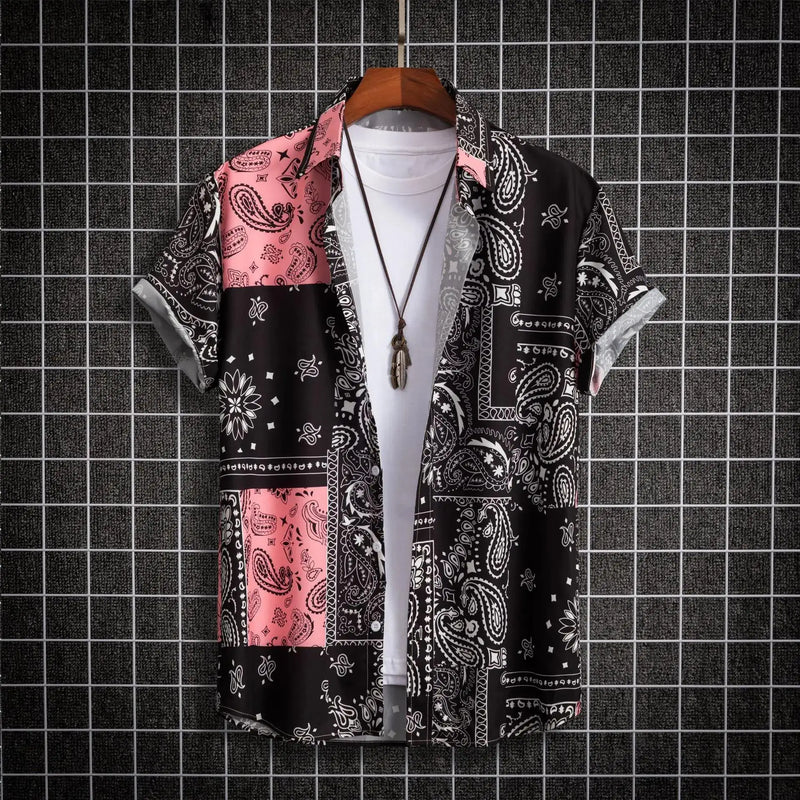 Heren Shirt | Doodle Lijnprint | Artistieke Stijl | Zomer