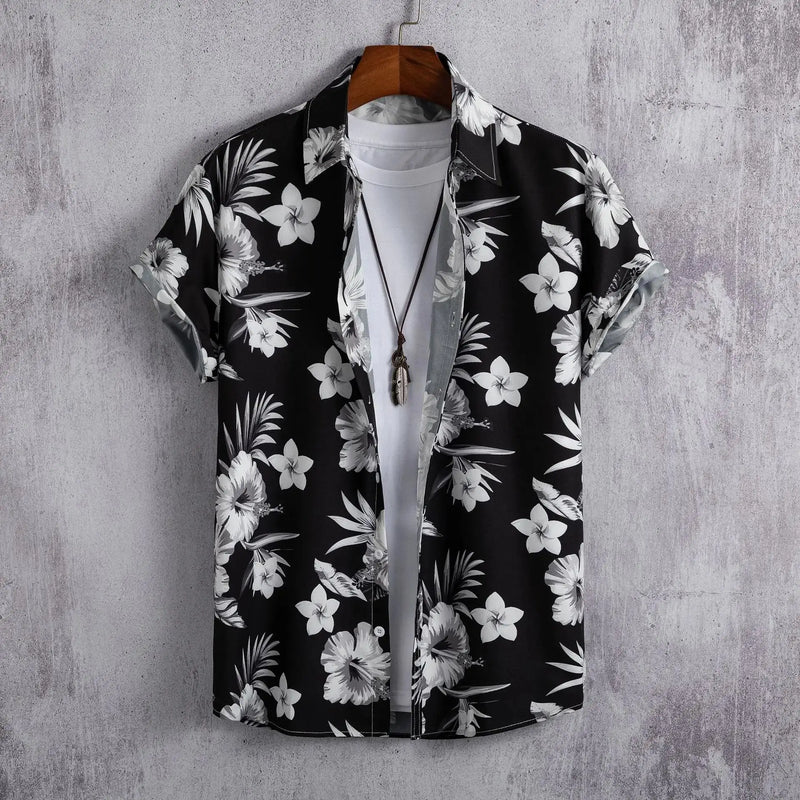 Heren Shirt | Doodle Lijnprint | Artistieke Stijl | Zomer
