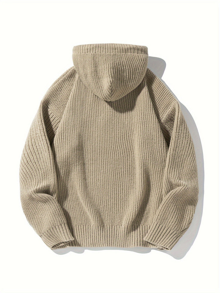 Heren Gebreide Hoodie | Retro Stijl & Comfortabel | Met Zakken | Lente/Herfst