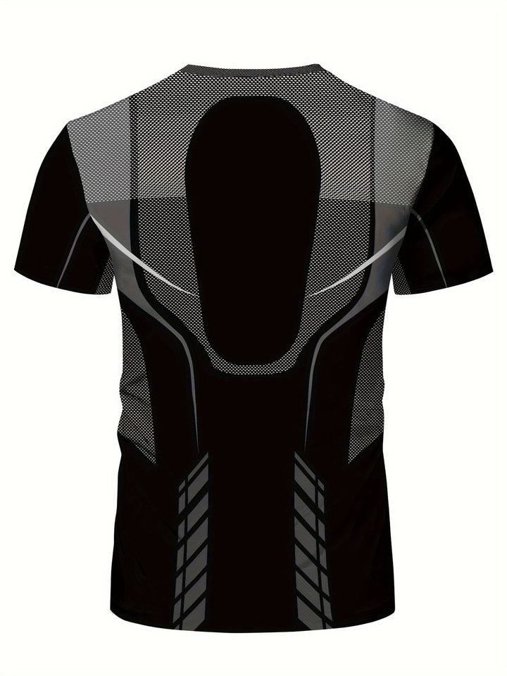 Heren T-shirt | Geometrische Print | High-Elastisch & Sneldrogend | Sporttop Zomer