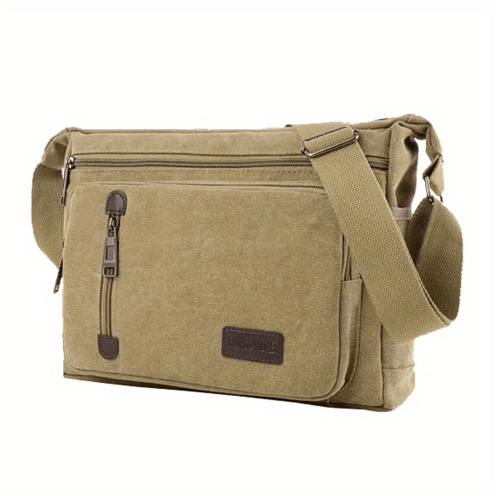 Heren Schoudertas | Vintage Canvas | Verstelbare Band & Meerdere Ritsvakken | Lichtgewicht & Duurzaam