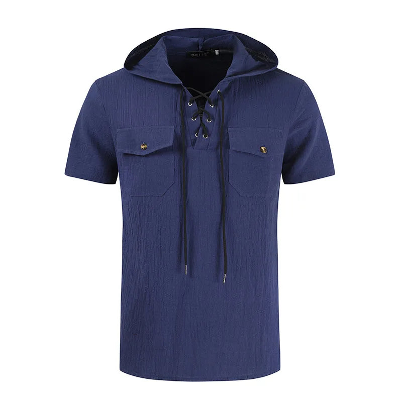 Heren Top | Straight | Korte Mouw Capuchon Veters | Zomer