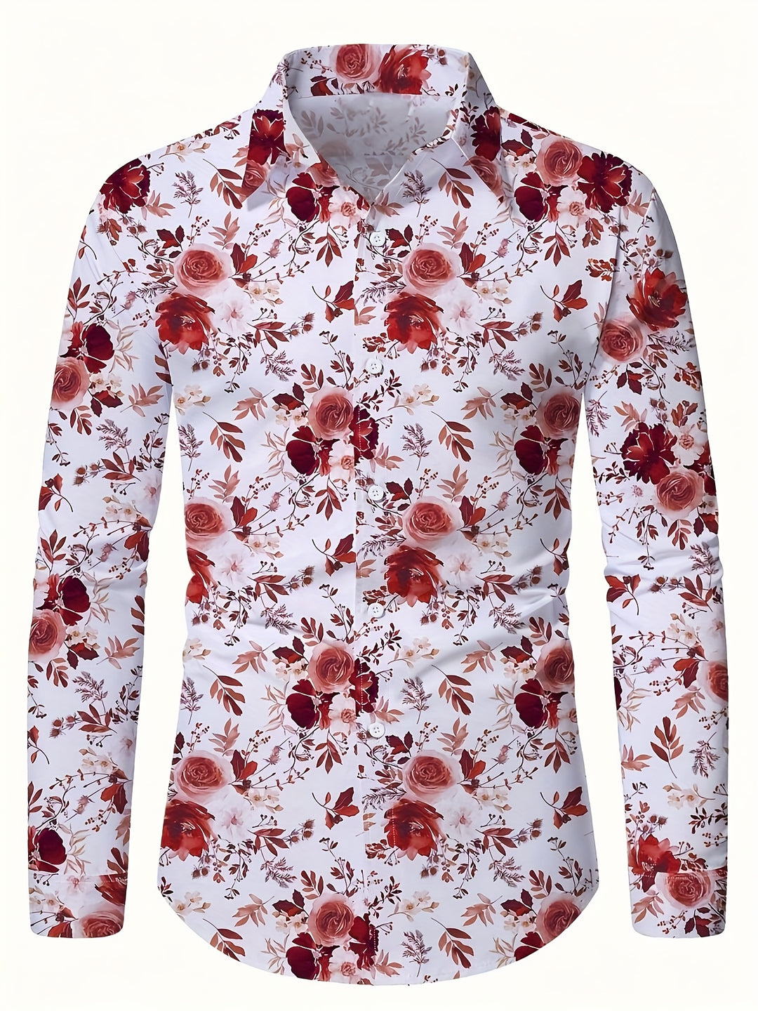 Heren Overhemd | Bloemenprint | Lichtgewicht & Comfortabel | Lange Mouw & Kraag