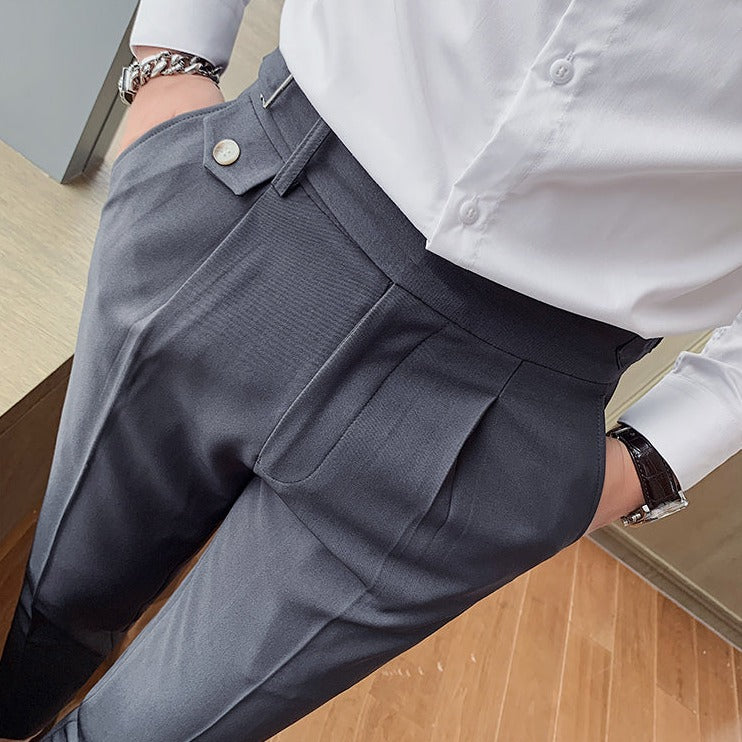 Heren Pantalon | Slim Fit | Smart Casual Engelse Stijl | Effen en Recht Model