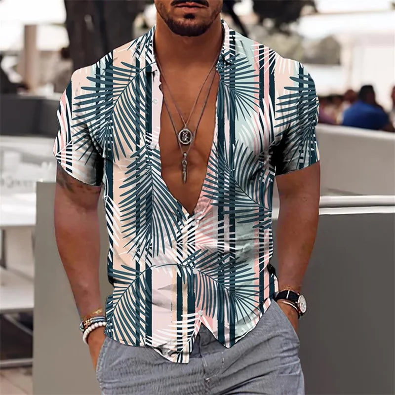 Heren Shirt | Botanische Print | Strandstijl | Zomer