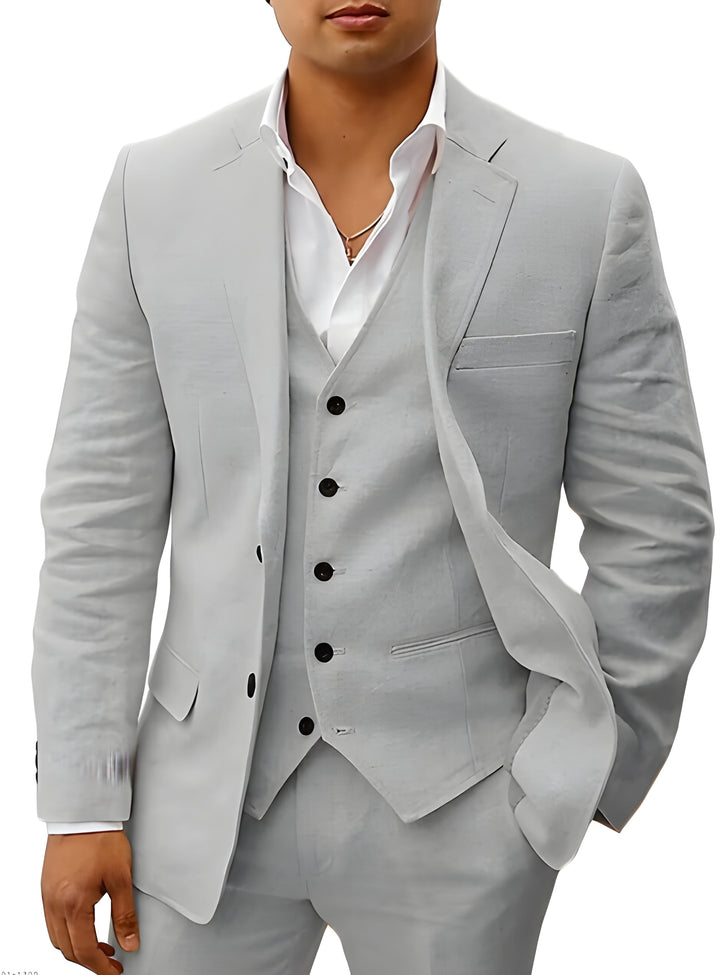 Heren Linnen Pak | 3-Delig | Klassiek & Ademend | Bruiloft & Zomerlook