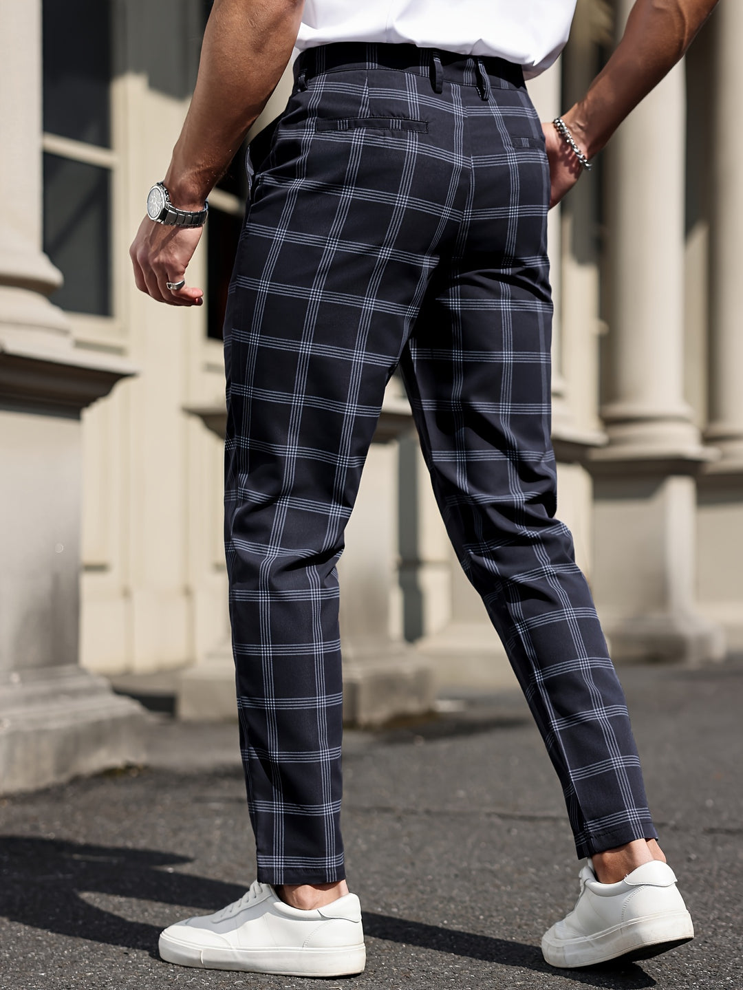 Heren Broek | Geruit Ontwerp | Rechte Pijp | Comfort & Zakken | Lente en Herfst