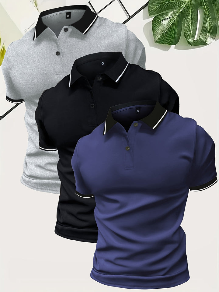 Heren 3 stuks Polo Shirt  | Casual & Effen Kleur | Lichtgewicht Polyester | Korte Mouw