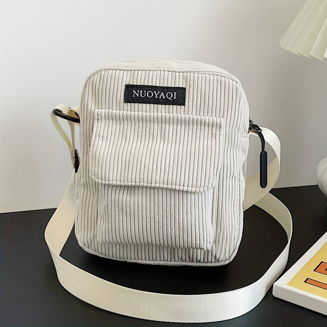 Heren Crossbody Tas | Ribfluweel | Meerdere Vakken & Verstelbare Band