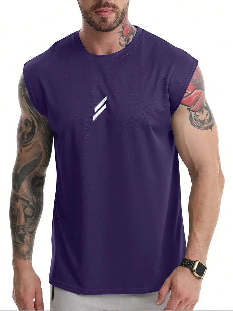 Heren Sport top | Mouwloze Top | Ronde Hals | Sportief