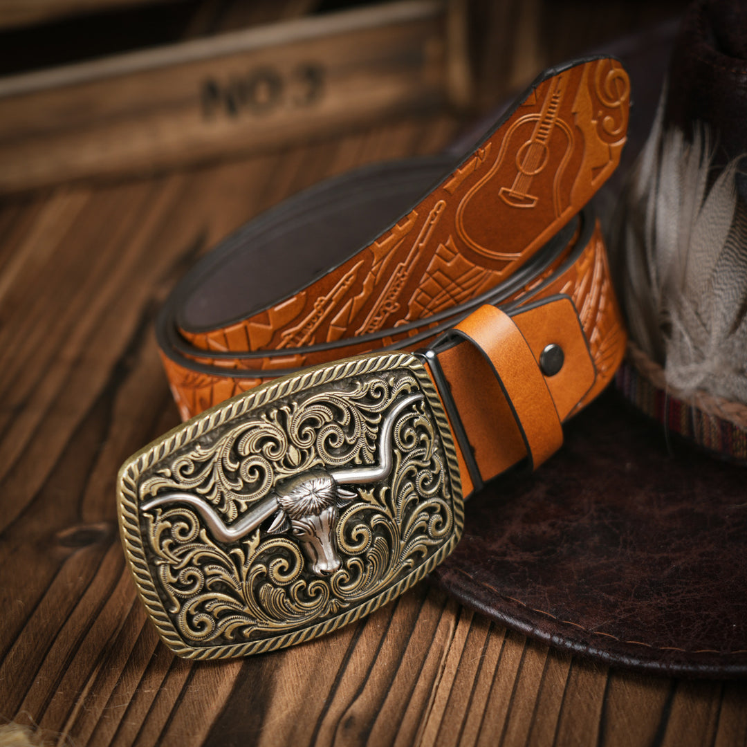 Heren Riem | Western Stijl | Vegan Leder & Duurzame Gesp | Veelzijdig Design