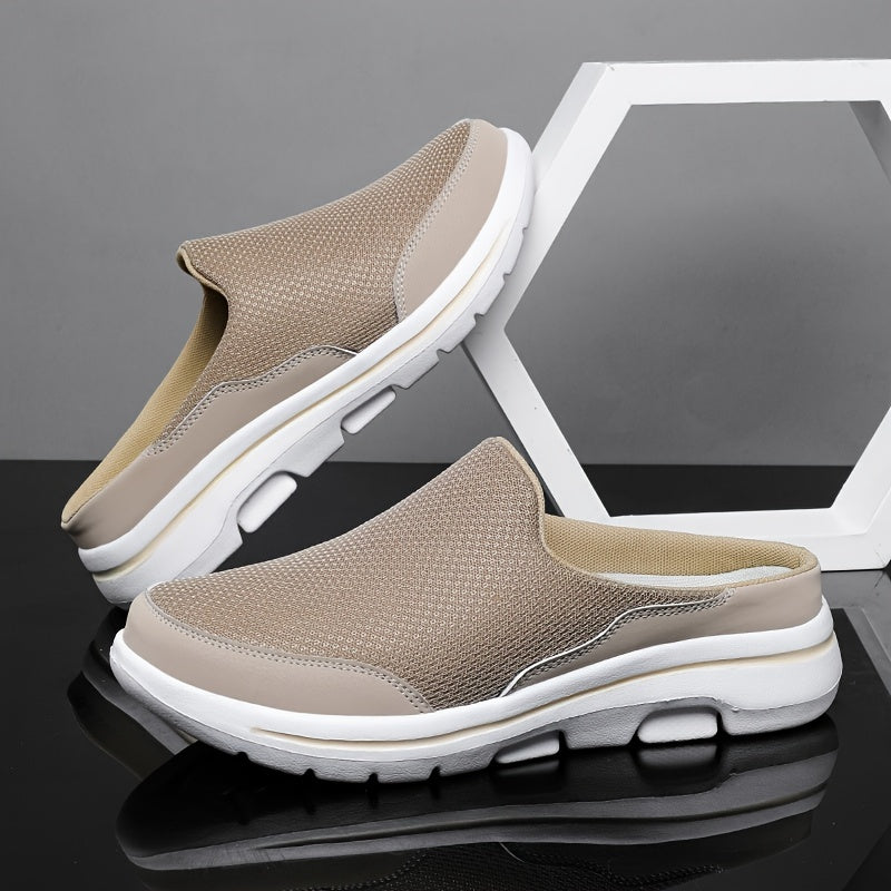 Heren Instap-Sneakers | Lichtgewicht & Ademend Mesh | MD Zool | Marineblauw met Oranje Accenten