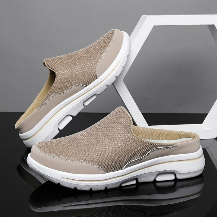 Heren Instap-Sneakers | Lichtgewicht & Ademend Mesh | MD Zool | Marineblauw met Oranje Accenten