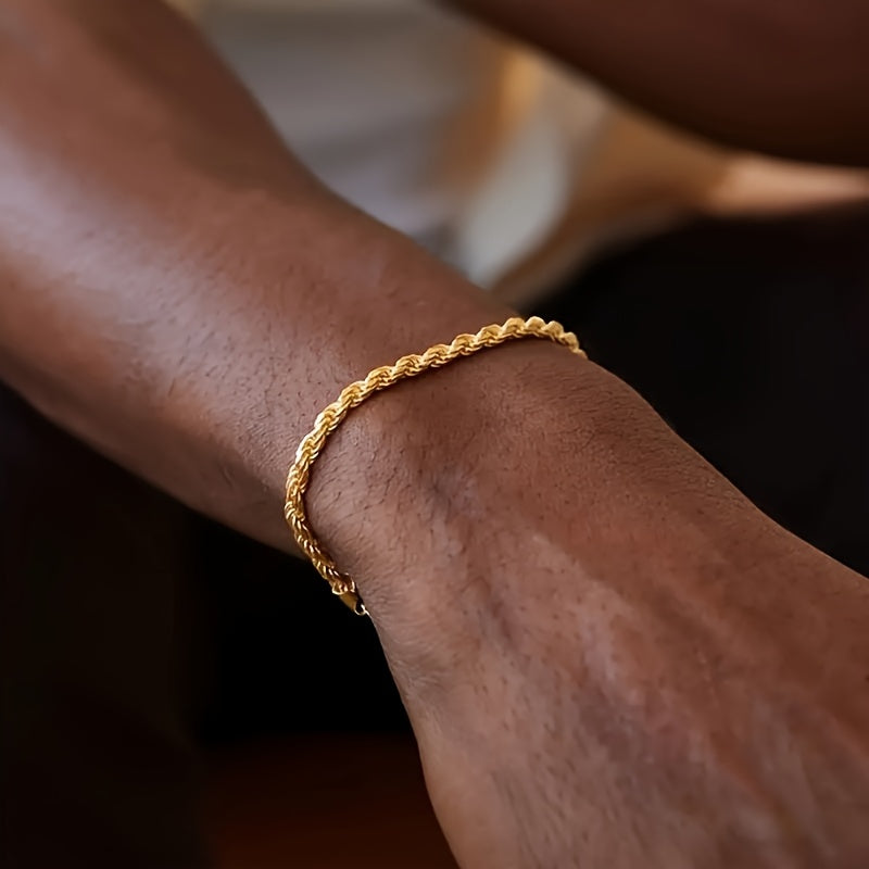 Heren Armbanden Set | Luxe Twist & Kettingdesign | Elegant & Hiphop | IJzer – 2 Stuks