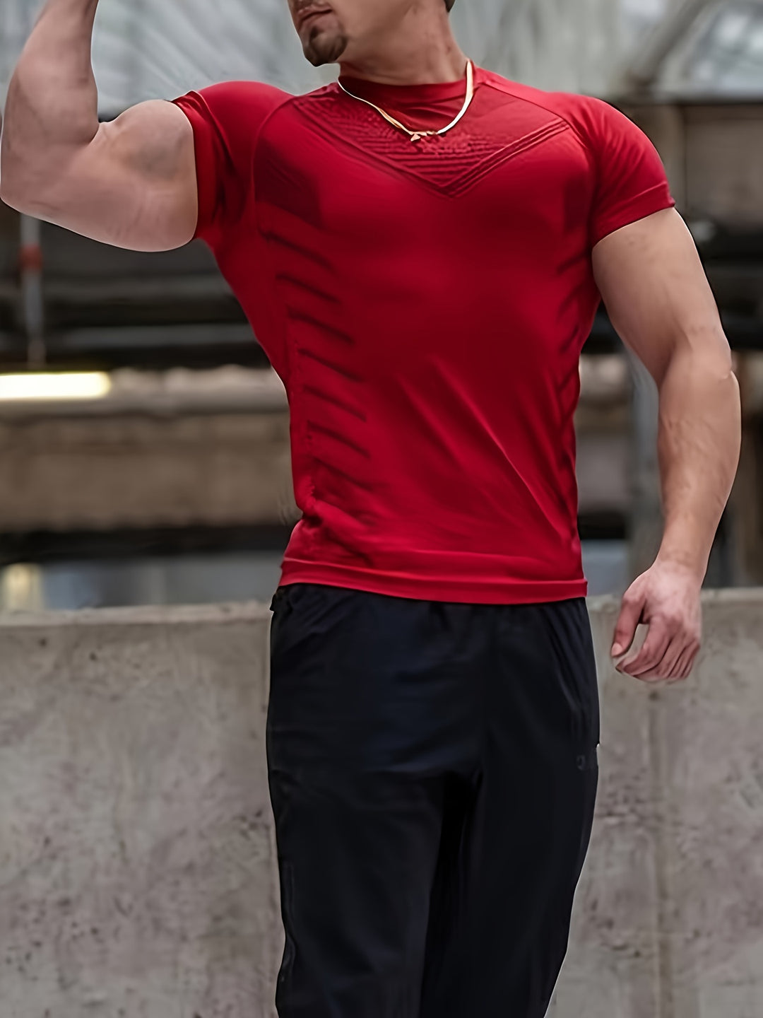 Heren T-shirt | Gestreept Design | Ademend & Rekbaar | Sportshirt Gym & Hardlopen