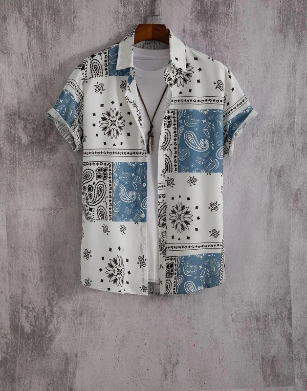 Heren Shirt | Doodle Lijnprint | Artistieke Stijl | Zomer