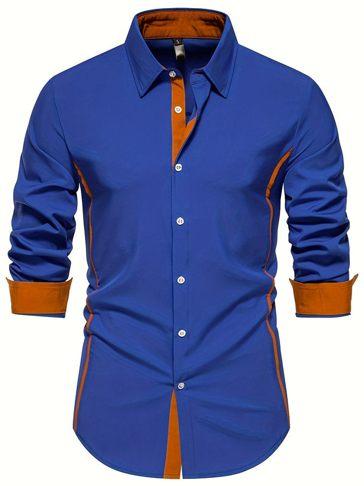 Heren Overhemd | Slim Fit | Contrasterende Details & Lange Mouwen