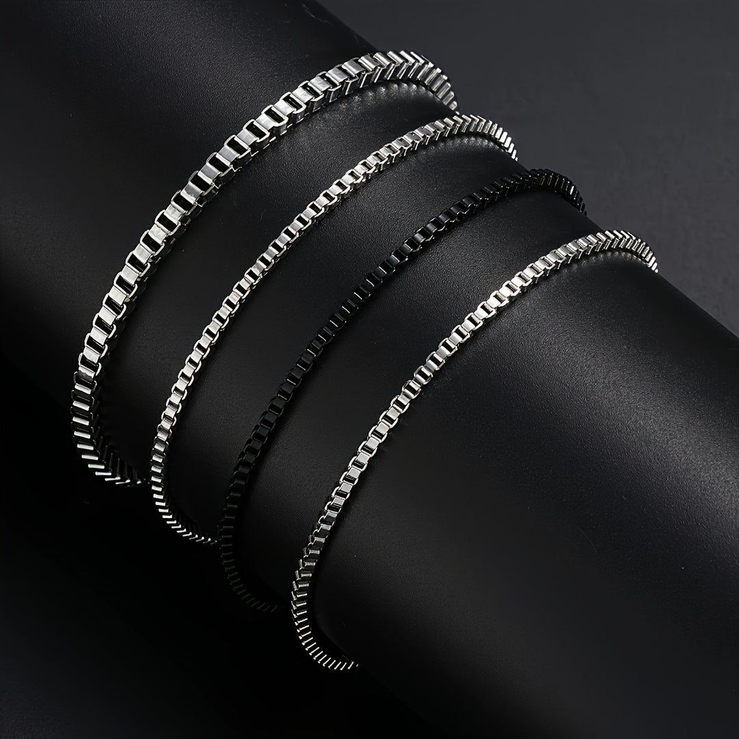 Heren Armbanden Set | 4-Delig Vintage Schakeldesign | Casual & Stapelbaar | RVS – Unisex