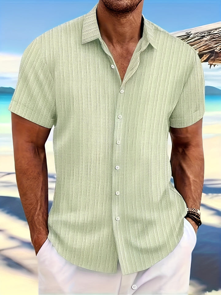 Heren Overhemd | Geweven Effen Design | Gesteven Kraag & Knoopsluiting | Casual Zomerstijl