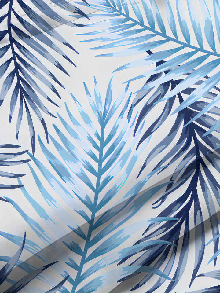 Heren Zwemshort | Tropische Bladeren Print | Lichtgewicht & Ademend | Blauw
