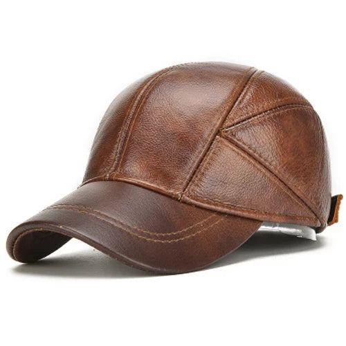 Heren Pet | Echt Leder | Met Oorkleppen & Verstelbare Strap | Winddicht